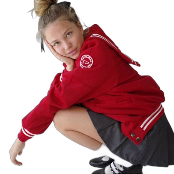 L'École Des Femmes Mustang Cheerleader Varsity Jacket Coat L NWT - Picture 10 of 11